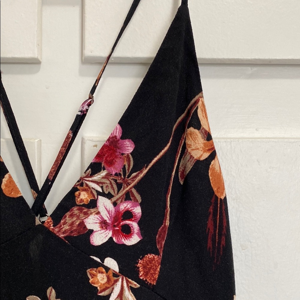 Lulu's Black Dress with Floral Accents